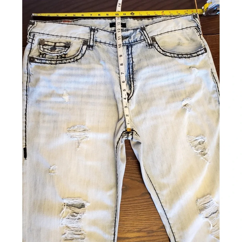 True Religion Ricky Relaxed Straight Flap Jeans Men's 40 Distressed‎ Y2K